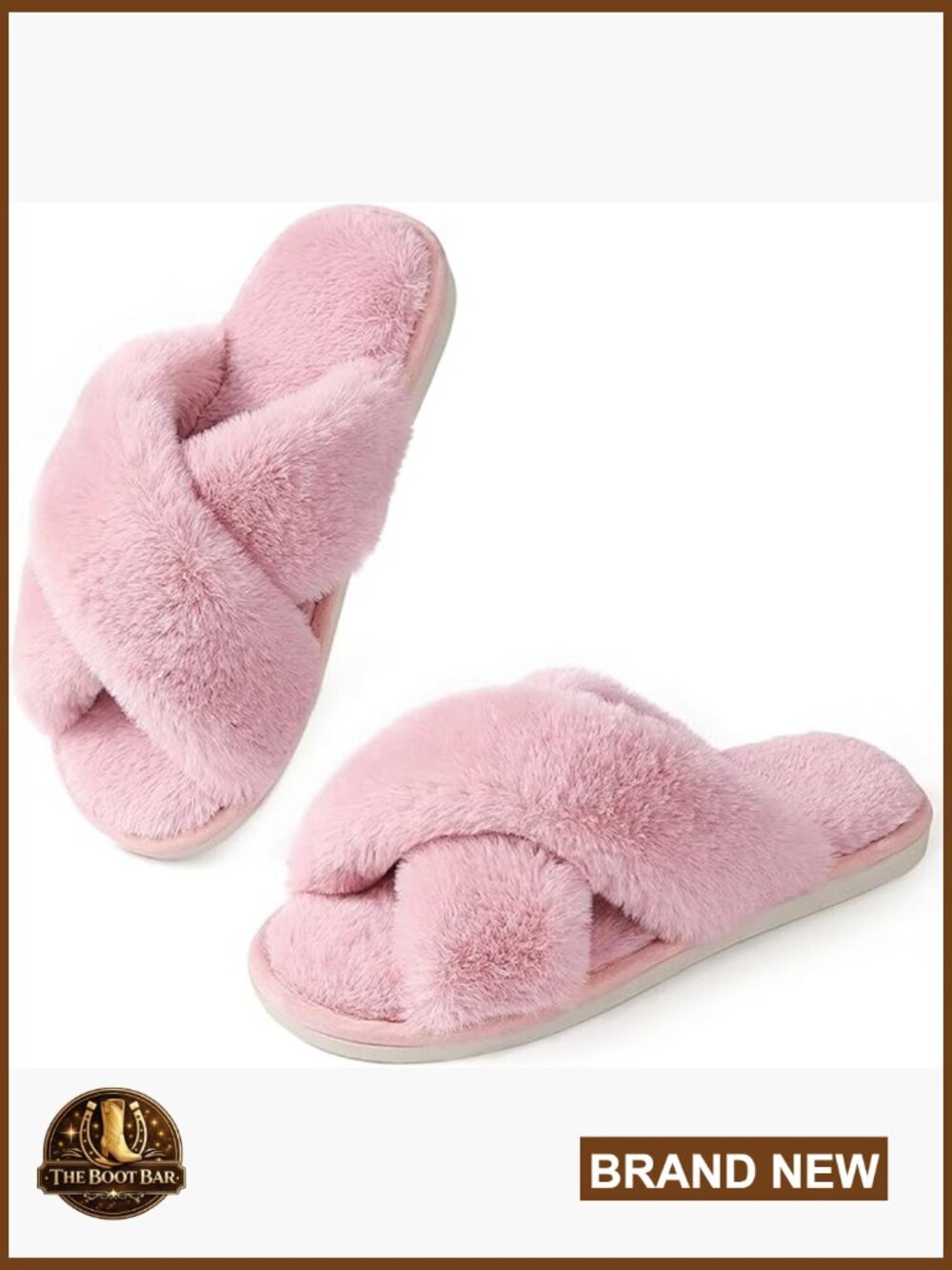 Women's Plush House Slippers with Memory Foam Open Toe Anti-Slip